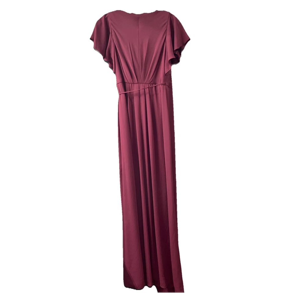 Bridesmaid Celebrate DB Studios Dress Sz 2 Maroon Burgundy Wrap Maxi Wedding - Image 2 of 4