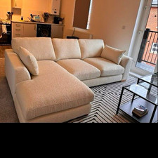 DFS Calix Left Hand Facing Small Chaise End Sofa Ivory Bouclé Cushions 200cm