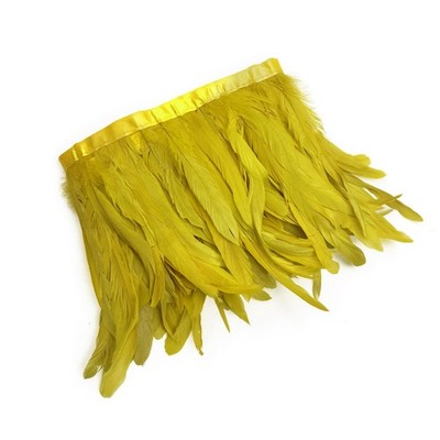 2 Yards 8-10'' Rooster Hackle Feather Fringe Trim, Sewing Craft Feather for DI...