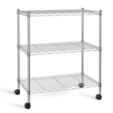 YSSOA Heavy Duty 3-Shelf Shelving Unit with Wheels, 24.02 in L x 13.78 intttt...