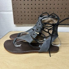 Roan By Bed Stu Rosalinda Gladiator Sandals Distressed Gray Leather Womens 9