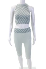 FP Movement Womens Chevron Print Activewear Top + Leggings Set Blue Size XS