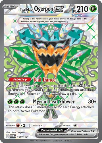 Teal Mask Ogerpon ex 190/167 Ultra Rare Twilight Masquerade EN Near Mint