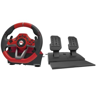 HORI Mario Kart Racing Wheel Lenkrad Pro DELUXE, Lenkrad und Pedale, Schwarz/Rot