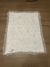 Vintage Baby Christening Quilt Lace White W Pink  Blue Flowers EUC 44x33in