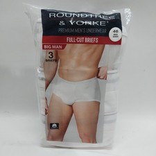 Roundtree Yorke Mens 46 Big Man 3 Pair White 100 Combed Cotton Full Cut Briefs