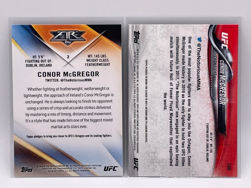 Conor McGregor 2017 Topps Fire & 2018 Topps Chrome Lot (2) UFC - Image 2 of 2