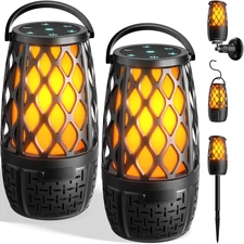 ​2-Pack Bluetooth Speakers with Syncing Flame Lights, 100 Speaker Connection Syn