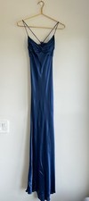 Zum Zum Niki Livas 90  s Royal Blue Fitted Maxi Prom Dress Fitted Tie Ruffle