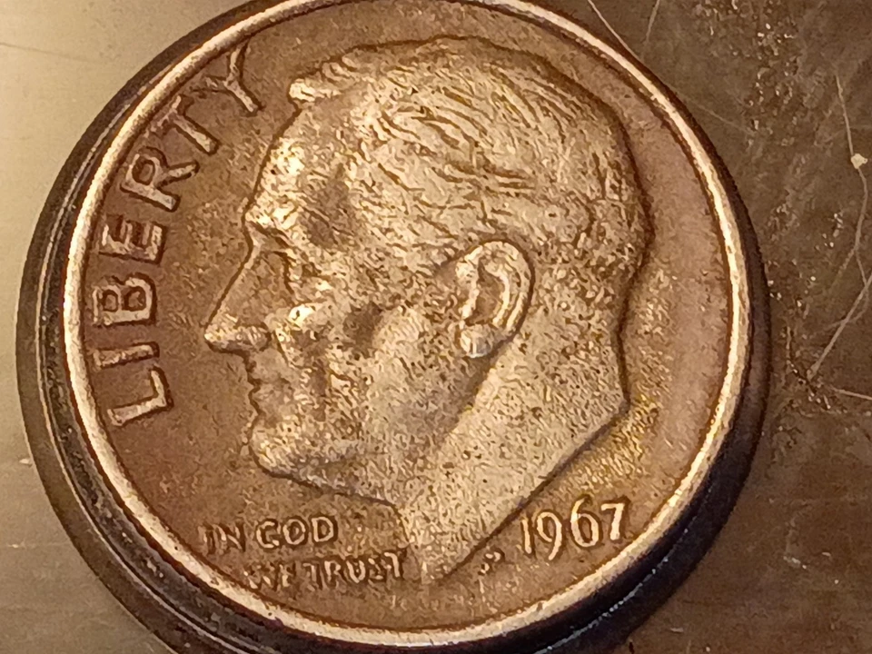 1967 Roosevelt Dime No Mint Mark Multiple Errors See Photos Very Unique 1 - Image 2 of 4