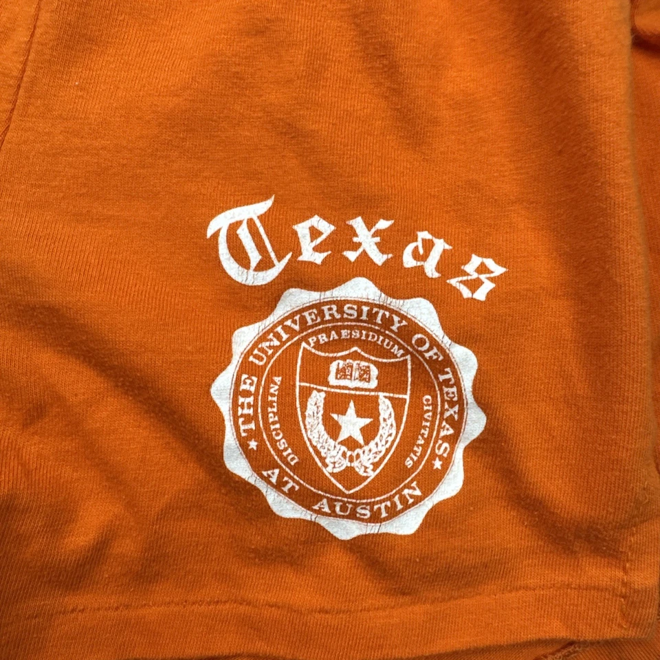 Pantalones Cortos de Gimnasio Universidad de Texas Años 80 Naranja Artex Talla Mediana 32-34 2.5" Foto 2 de 4