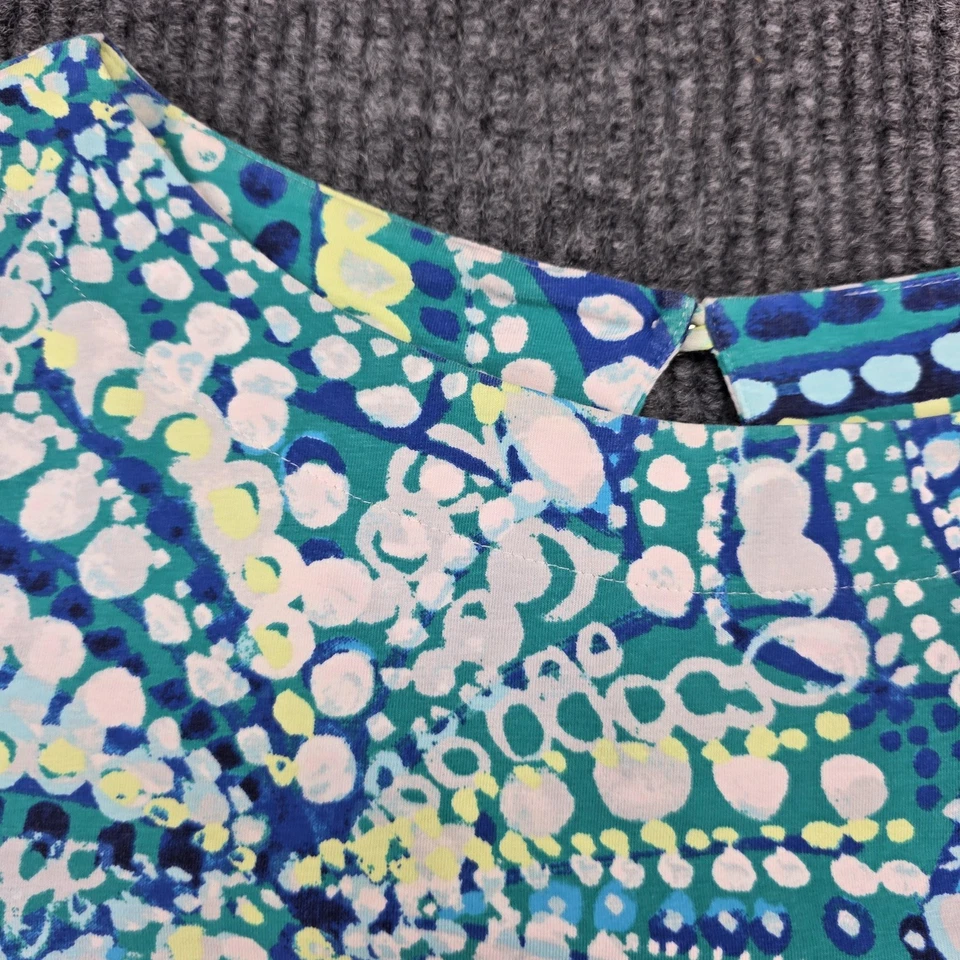 Camisa Lilly Pulitzer Mujer Pequeña Azul Verde Manga 3/4 Elastizada Top Tejida Foto 4 de 4