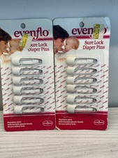 Vintage 1986 Evenflo Sure Lock Diaper Pins   2 Packs   Original Packaging