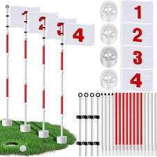4 Pack Golf Flagstick 6Ft Putting Green Flags Golf Hole Cup Pole Pin Numbered Fl