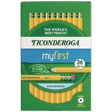 Ticonderoga X33336 3.6 mm HB (#2) My First Woodcase Pencil w/ Eraser (36/PK) New