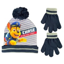 PAW PATROL - Kinder Winterm&uuml;tze Set Gr. 51/54 cm Bommel-M&uuml;tze und Handschuhe