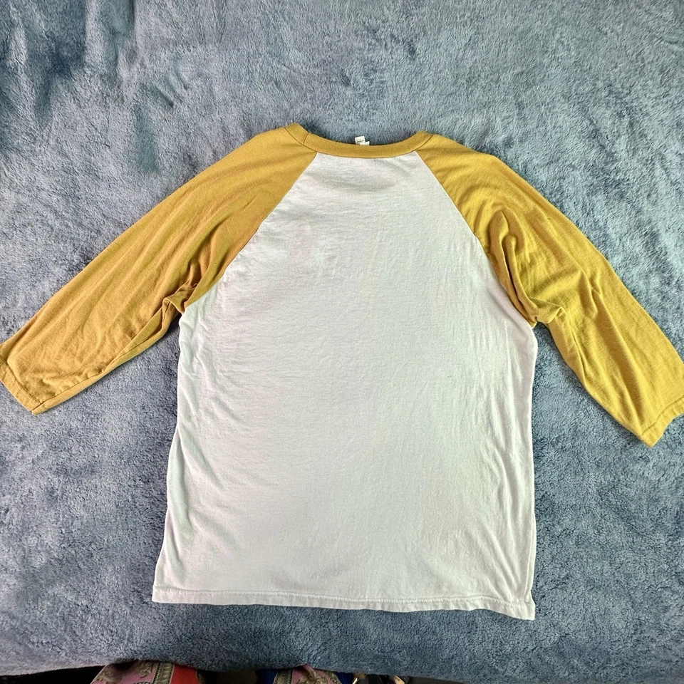 Iowa College of Liberal Arts Raglan Shirt Unisex L White Gold 3/4 Sleeve Tee - Image 4 of 4