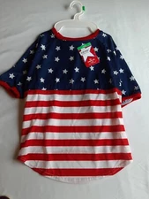 LARGE Top Paw Dog All American Flag Dog Shirt NWT Red White & Blue Patriotic 