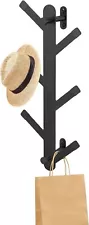 Coat Rack Vertical Wall Mount with 6 Hooks Hall Tree for Hanging Bags Hats Metal