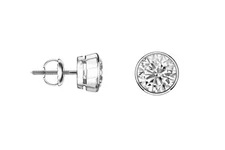 1/4 Ct Round Lab Created Grown Diamond Earrings 18K White Gold E/VS Bezel Screw