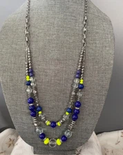 Loft 36" Stunner with Blue, Clear and Yellow Green - Silver Tone   NK157