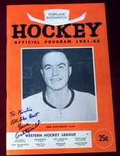 Vintage 1961-62 Season Portland Buckaroos Hockey Program Signed Gene Achtymichuk
