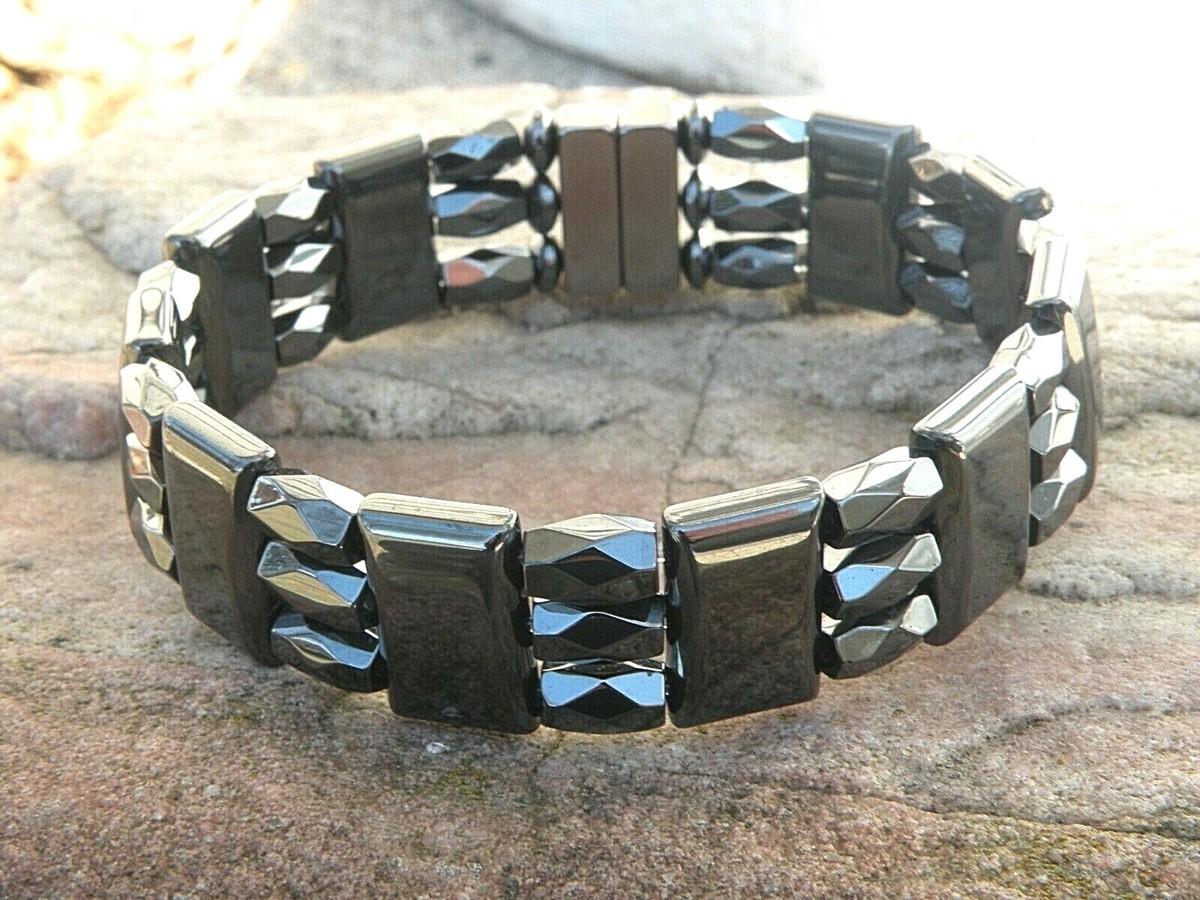 Mens Womens Black Faceted 100% Magnetic Therapy Hematite Therapy Bracelet  Anklet