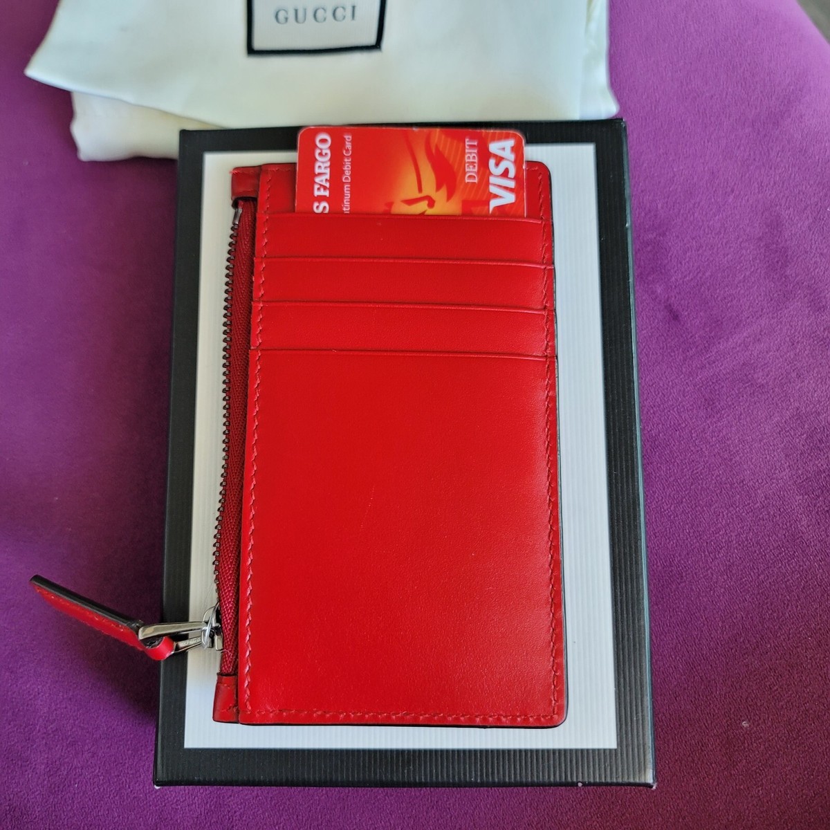 VIP【関税送料無料】希少 GUCCI RED LEATHER CARD HOLDER Gucci Wallet Card Holder Red Leather New Unisex Epi | eBay