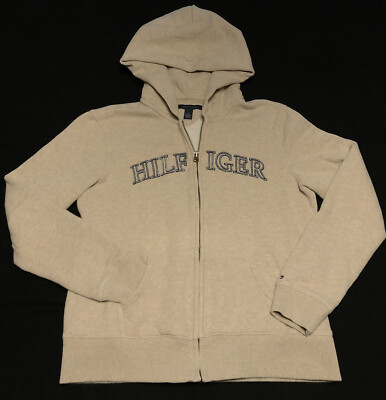 Tommy Hilfiger Womens Adult Size Medium Tan Full Zip Hoodie