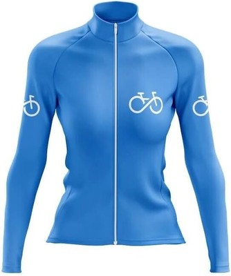 Cycle-Run Women's Long Sleeve Cycling Jersey with 3 Rear Pockets Blue Size XS