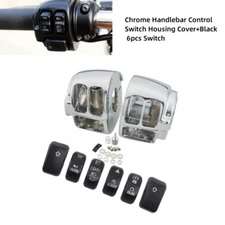Handlebar Control Switch Housing Cover+6pcs Switch For Harley Touring Sportster