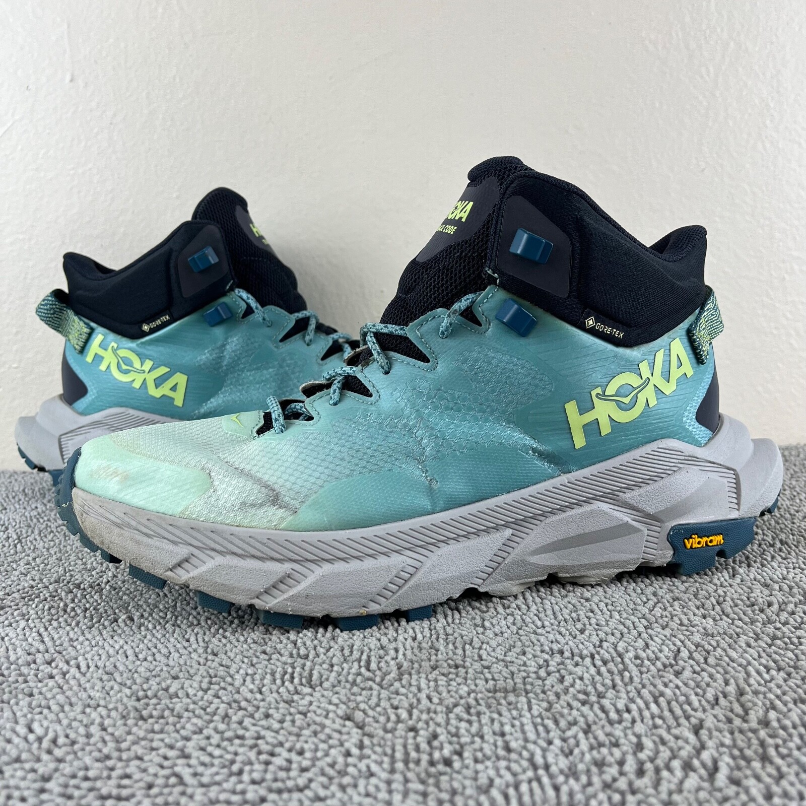 Zapatos de senderismo Hoka One One Trail Code GTX Gore-Tex azul vidrio para mujer talla 8,5