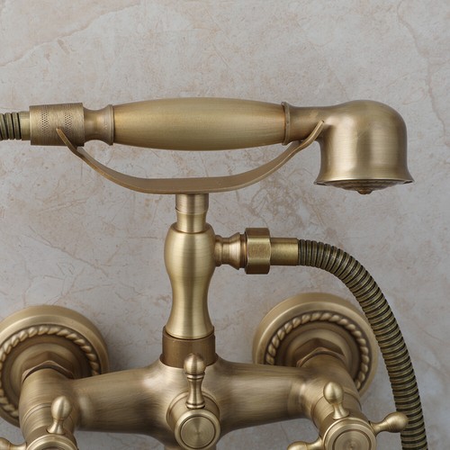 Wall Mount Antique Brass Telephone Bathtub Basin Sink Mixer Tap Waterfall Faucet - Picture 7 of 15