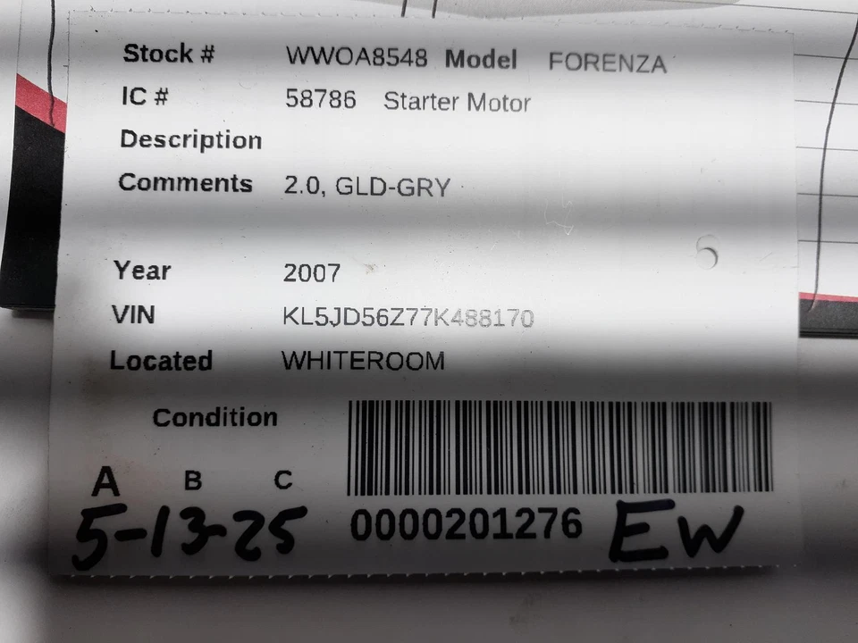 Used Starter Motor fits: 2007 Suzuki Forenza  Grade A - Image 4 of 4