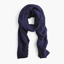 New with Tags J.Crew Loopy Stitch Oversized Cable-Knit Scarf - Ultramarine Navy