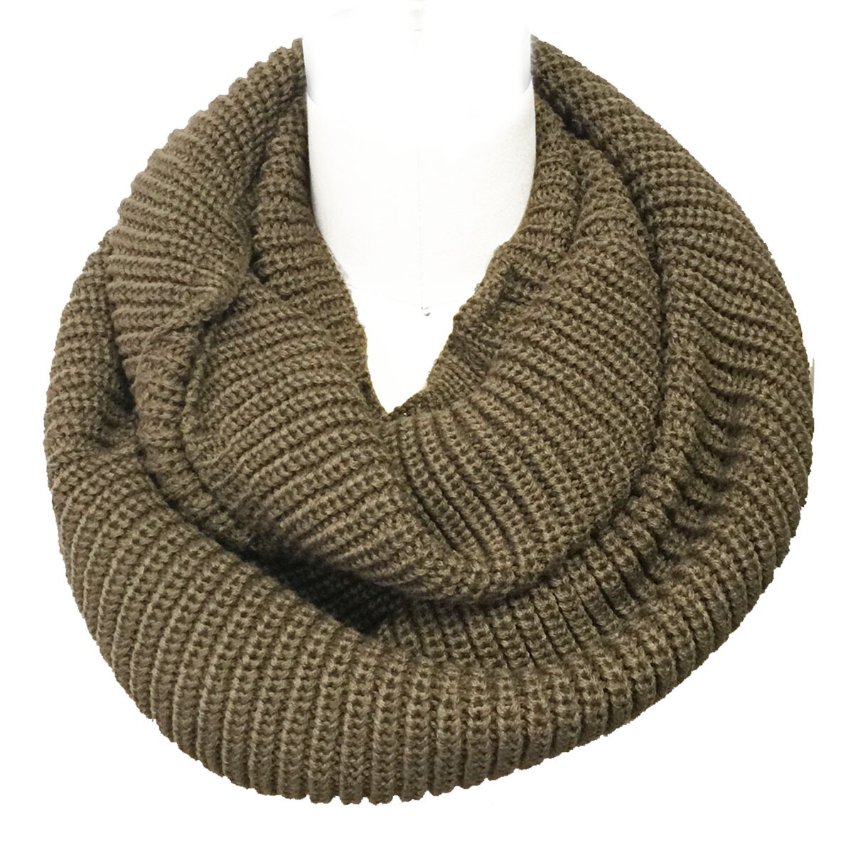Wrapables Winter Warm Knitted Infinity Scarf and Beanie Hat Set, Brown ...