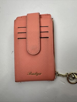 Badiya RFID Card Holder Pink for Women Slim Wallets Bifold Multi Card Case Zip
