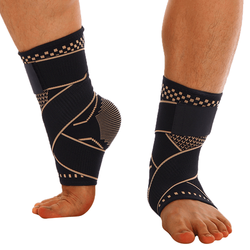 COPPER Compression Ankle Brace Foot Heel Sleeve Arthritis Pain Relief Support - Picture 9 of 15