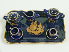 Authentic Limoges Castle Porcelain Dollhouse Doll Miniature Tea Set Tray