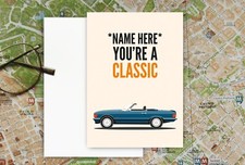Personalised Mercedes 560SL Classic Car Birthday Card. Car Card. A5 FREE POSTAGE