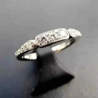 Vintage ArtDeco Style 1Ct Lab Created Diamond Wedding Band 14K White Gold Plated