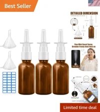 Refillable Amber Glass Nasal Spray Bottles - Fine Mist Sprayers, Portable Set