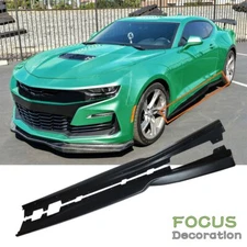 For 16-20 Camaro SS & RS LT LS Black T6 Style Side Skirt Rocker Panel Extension