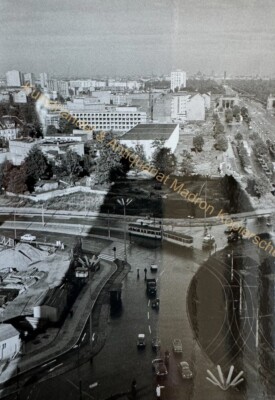 orig. Foto Berlin um 1955 Straße Straßenbahn Autos Baustelle Bild Alt
