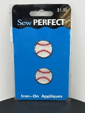 2013 Sew Perfect Mini Baseball Embroidered Patch 2 In Pack Iron On Rayon Poly