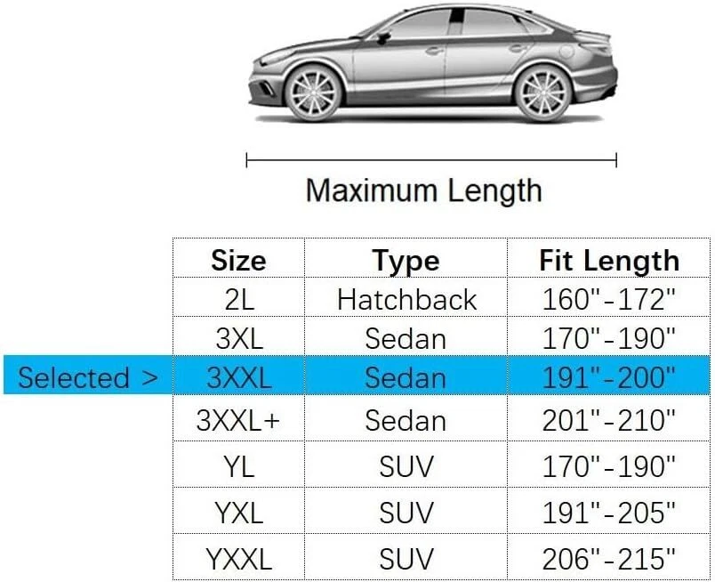 Waterproof All-Weather Car Cover for 191-200 Inch Sedans, Anti-UV Protection Foto 2 de 4