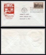 US FDC # 1081 3c Wheatland, James Buchanan  HF  S.cancel 1956, 9Q5026