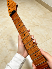 Floyd nut Stainless 22fret Roasted Flame Maple Electric Guitar Neck Satin DIY--