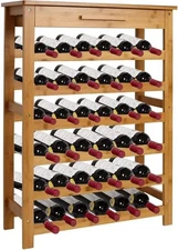 Wine Rack Bamboo Liquor Cabinet 36 Bottle Wine Storage Shelf Displayer Standing