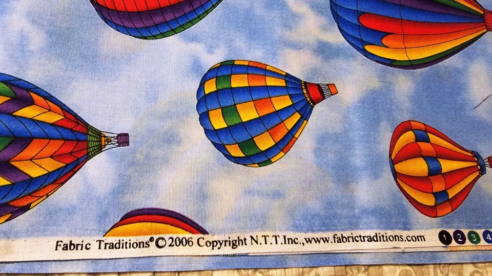Fabric Traditions Multicolored Hot Air Balloons Cotton 2 1/2yd x 42 Plus Panel - Image 2 of 4